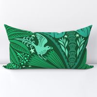 Moon Monkey Jungle Bird Berry Thief Damask - Green