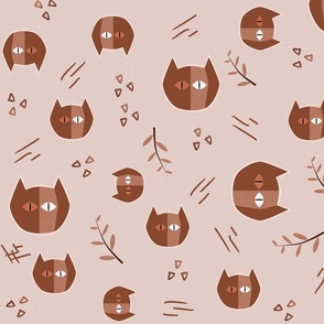 Monochromatic Terracotta Brown Cats, Medium Scale