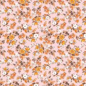 Pink and Orange Ditsy Floral