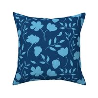Forest meadow silhouette pattern - Blue - large print