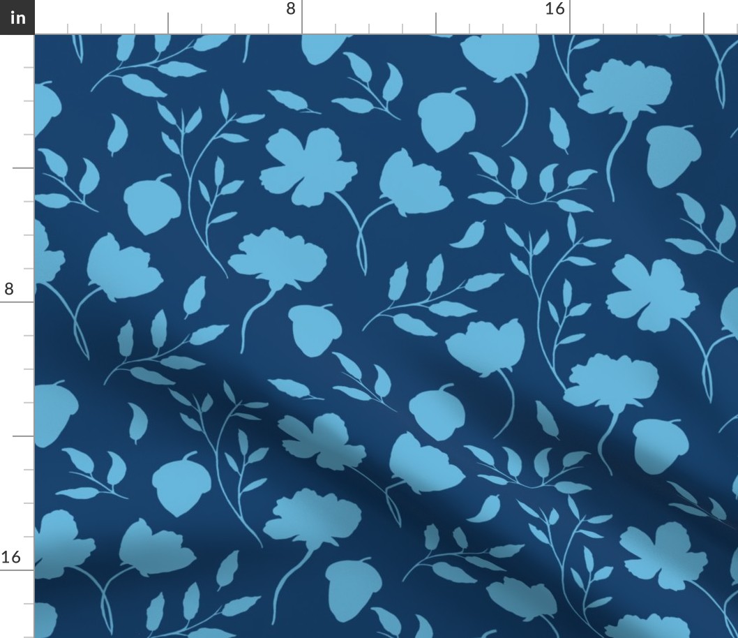 Forest meadow silhouette pattern - Blue - large print