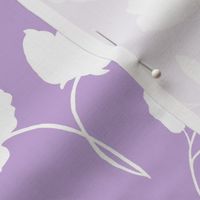 Forest meadow silhouette pattern - Purple and white- large print