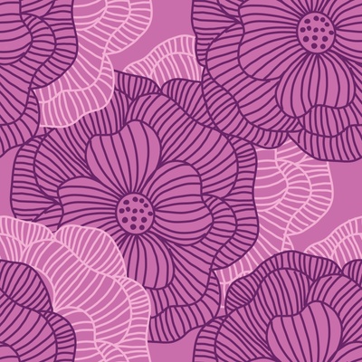 Simple modern floral checkered purple and blue daisy pattern