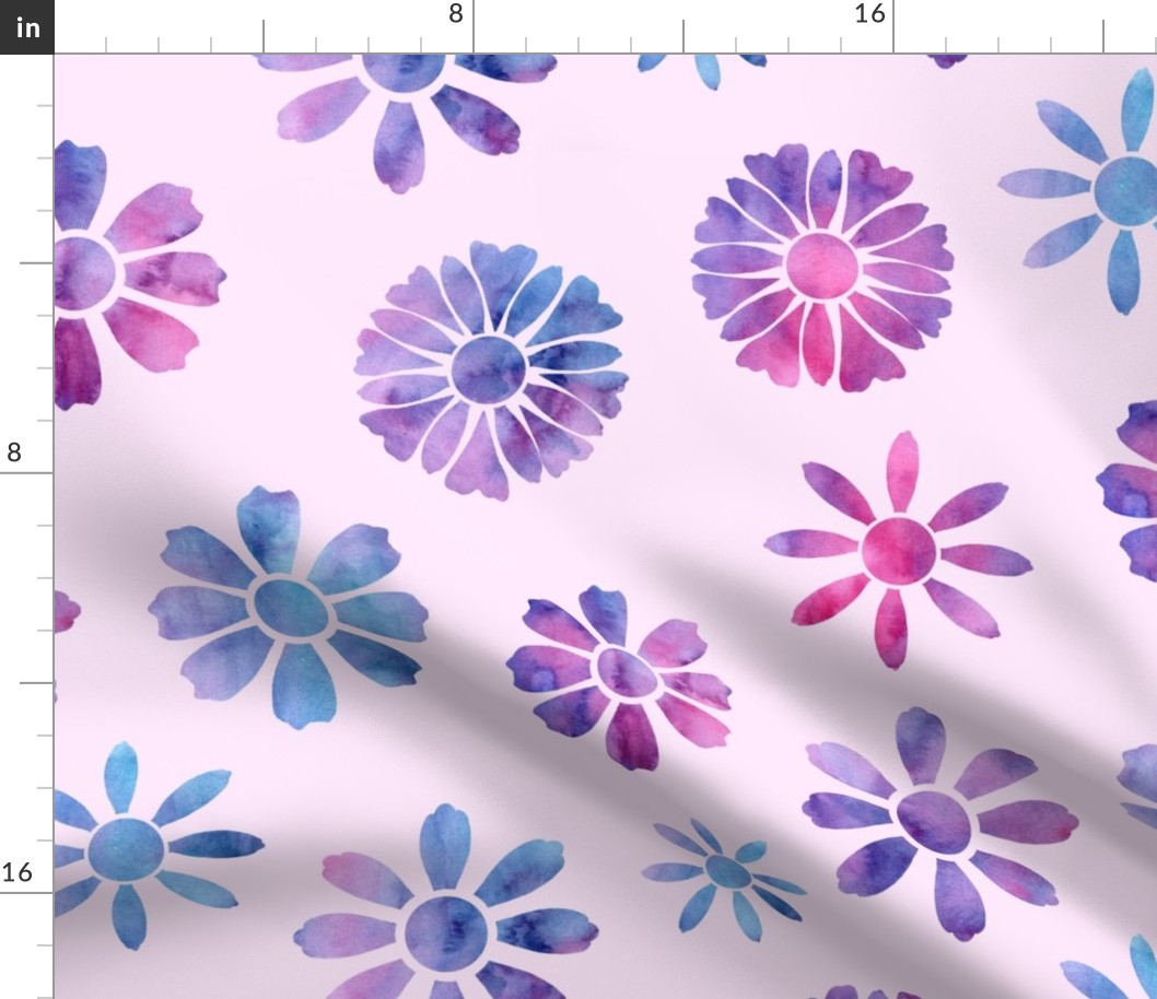 Watercolour Geometric Large Floral Pattern