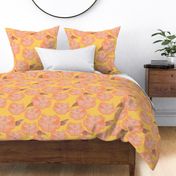 Peach floral large yellow