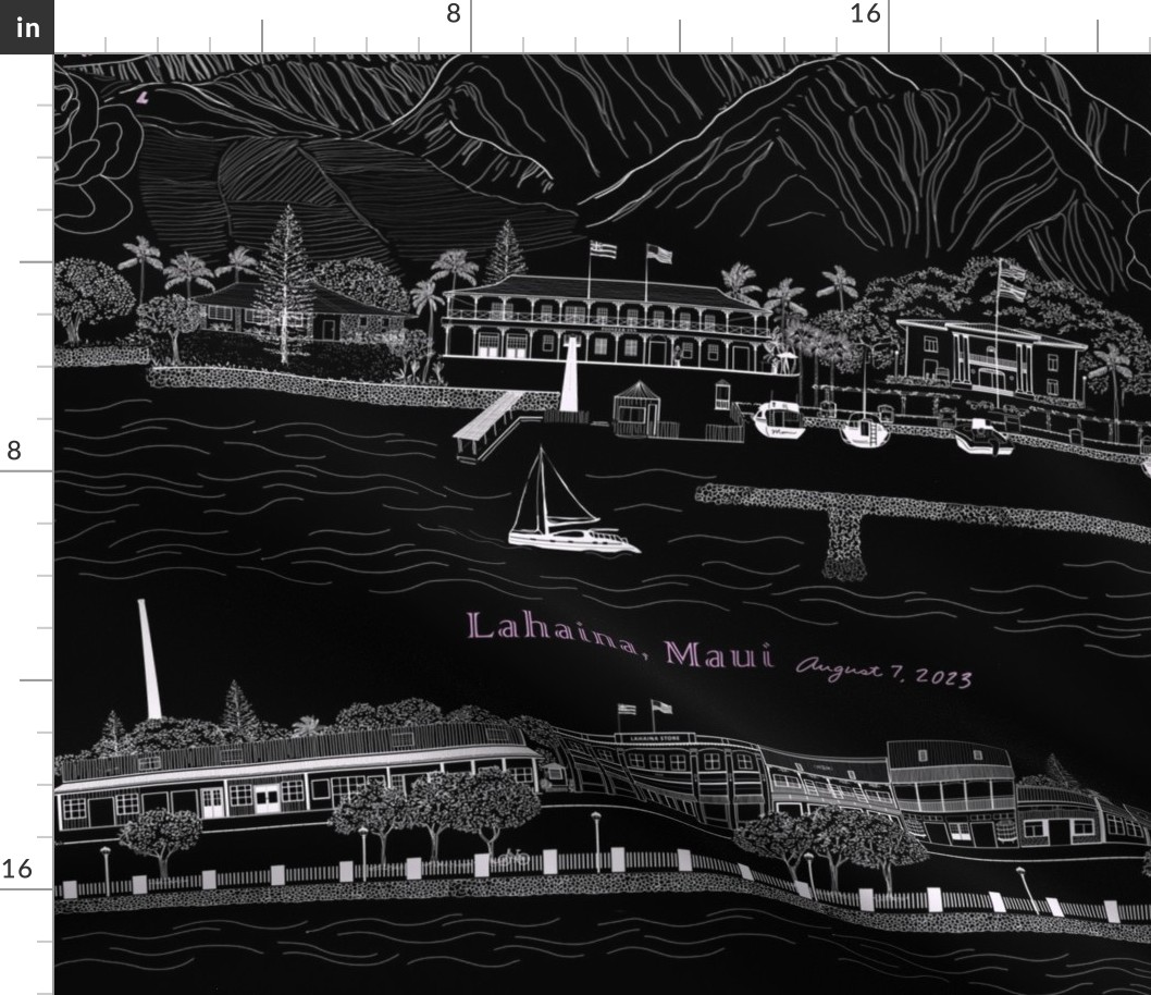 LAHAINA Maui Strong Black and White and Pink words