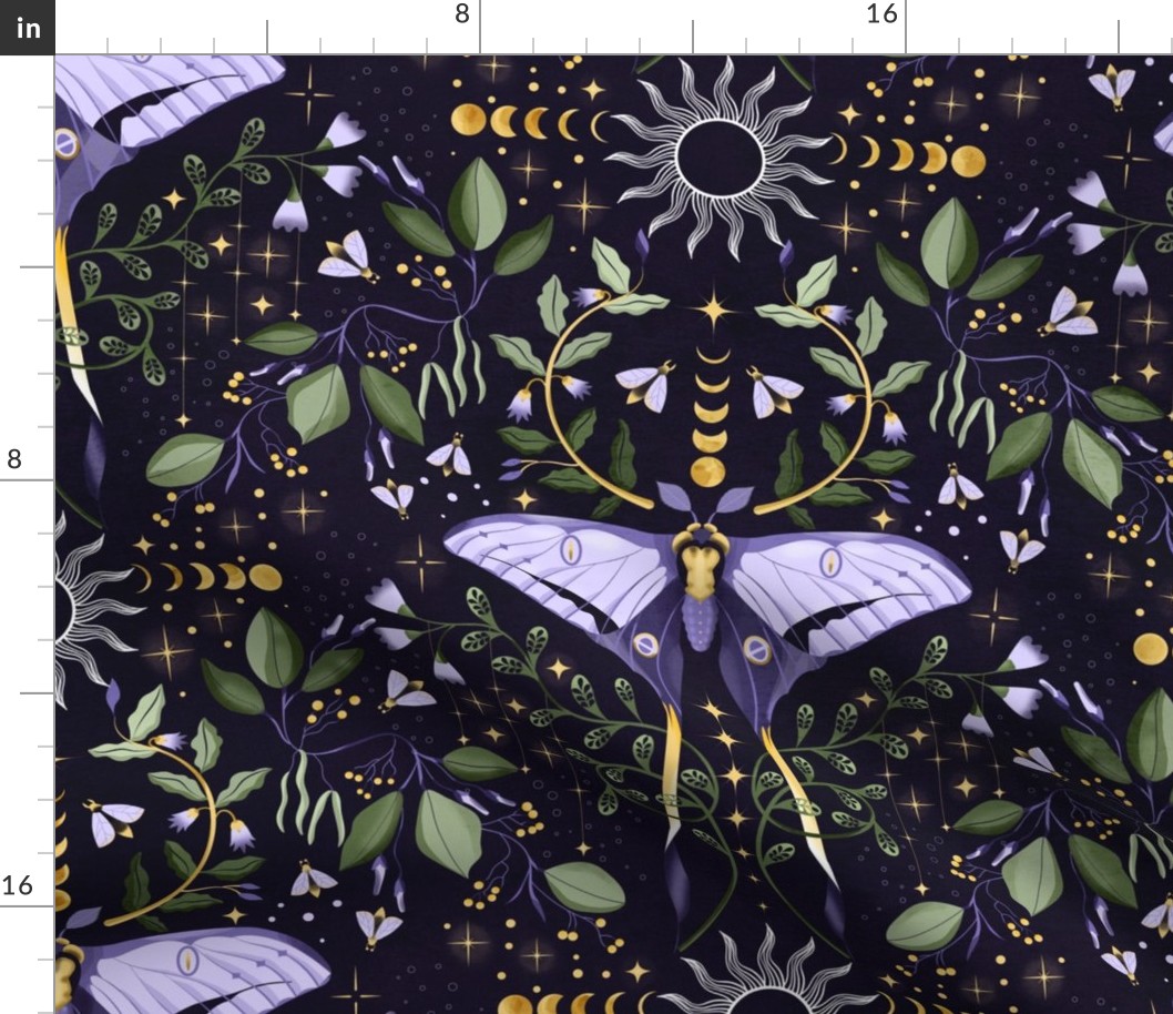 Large Whimsigothic purple night moth by art for joy lesja saramakova gajdosikova design