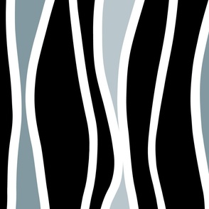 Monochrome Wobbly Stripes in Teal (Large)