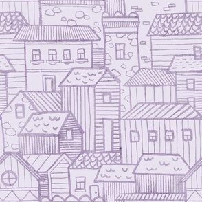 Old town. Charming Old European Town Seamless Pattern - Vintage Cityscape Design.