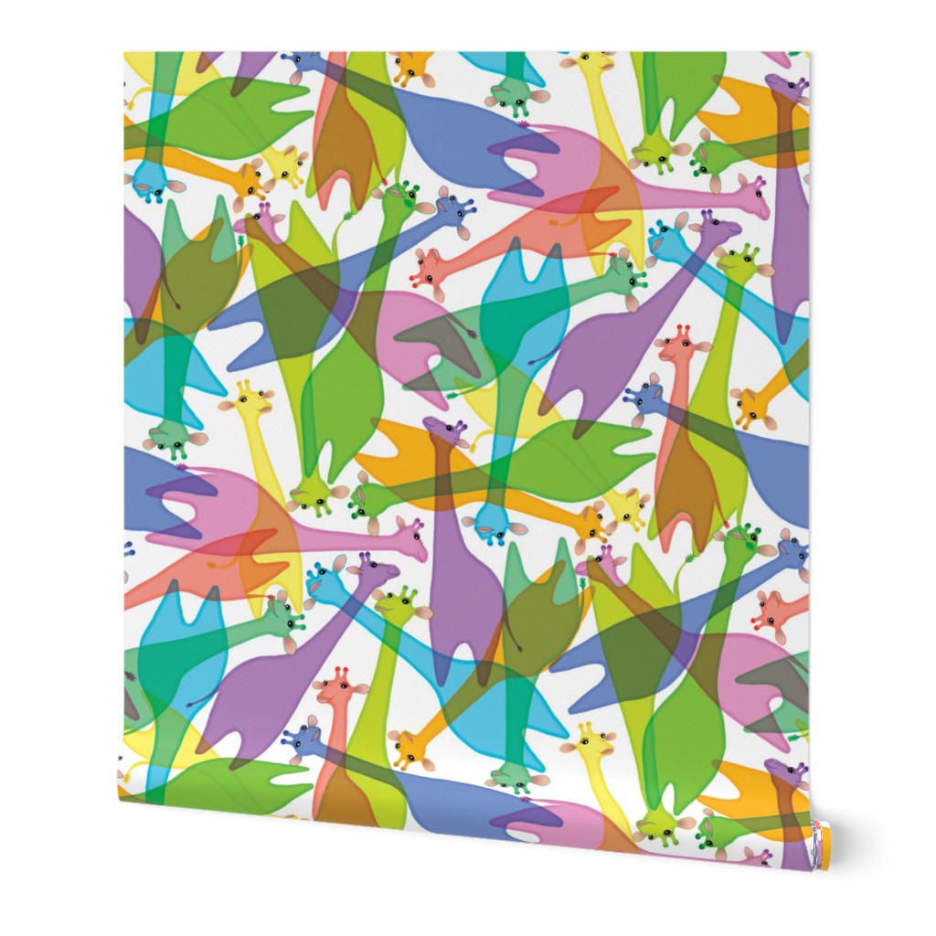 Jelly Giraffes on white 24-inch scattered repeat