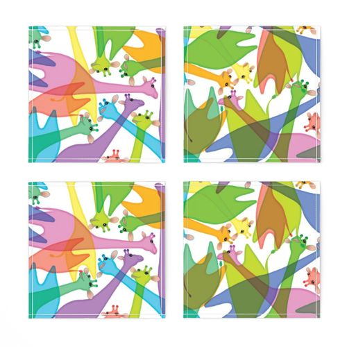 Jelly Giraffes on white 24-inch scattered repeat