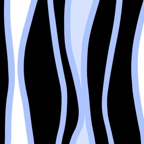 Monochrome Wobbly Stripes in Blue (Large)