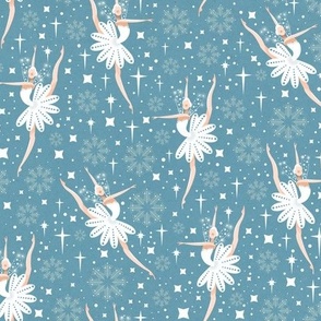 medium romantic winter ballet dancers in moon light with stars and snowflakes, by art for joy lesja saramakova gajdosikova design