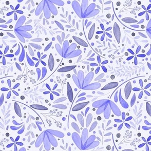 Delicate blue watercolor flowers