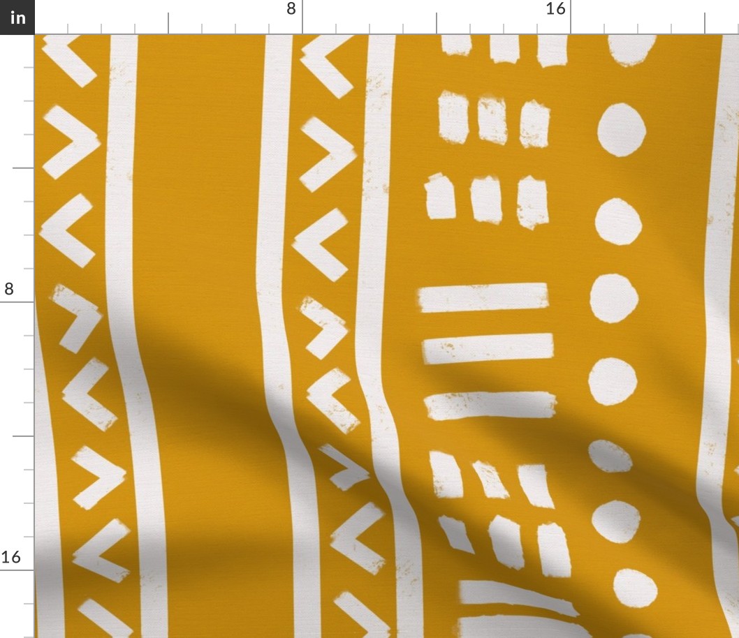 Mustard Yellow Mudcloth Geometric Stripes Dots Arrows Tribal Home Decor