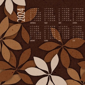 lillium leaf calendar 2014 - earth tones botanical calendar - tea towel and wall hanging