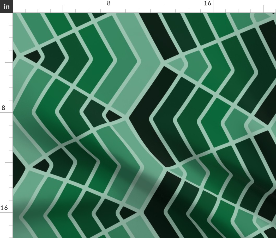 Monochromatic Green Zigzag Pyramid Stripe