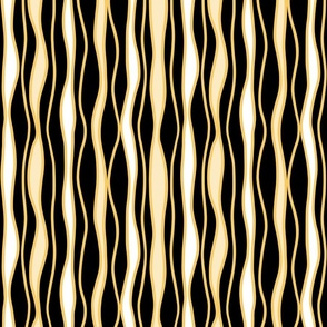 Monochrome Wobbly Stripes in Gold (Small)