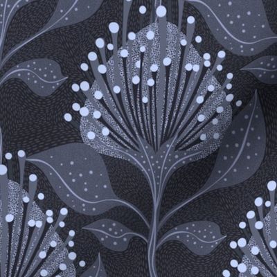 Pincushion Protea Floral Midnight Blue