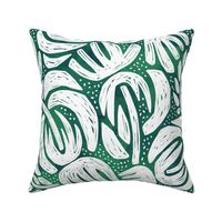 Tropical Floral Sketch in Emerald Green – Large Scale