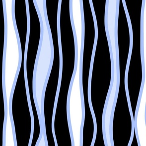 Monochrome Wobbly Stripes in Blue (Medium)