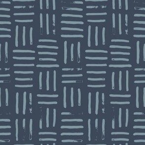 Modern Mudcloth Brush Strokes | Small Scale | Navy Blue, Nautical Blue | non directional textured lines