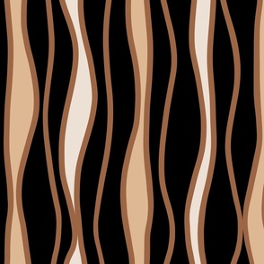 Monochrome Wobbly Stripes in Brown (Medium)