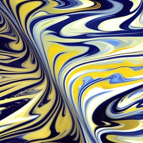 21'' Abstract Art | Color Art | Abstract Expressionism | Colorful Pattern | Blue White Yellow