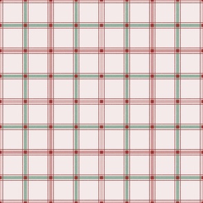 Green and red christmas plaid on pale pink