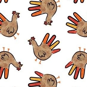 fun thanksgiving turkey - kids hand turkey - white - LAD23