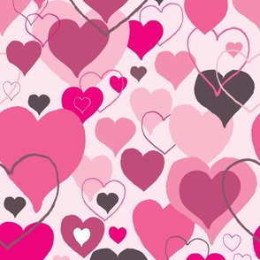 Monochromatic hearts - hot pink, tints and shades, jumbo