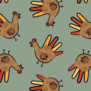 fun thanksgiving turkey - kids hand turkey - sage - LAD23