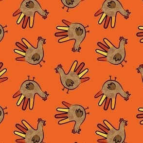 (small scale) fun thanksgiving turkey - kids hand turkey - orange - LAD23