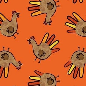 fun thanksgiving turkey - kids hand turkey - orange - LAD23