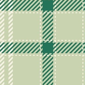 Tricolour Plaid - Irish green sage, emerald and ivory - large scale