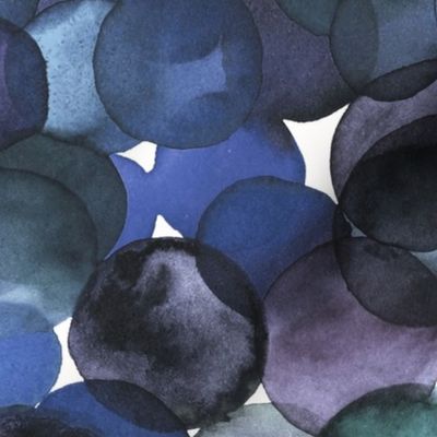 Blue Watercolor overlapped dots Blue Monochromatic Duvet Cover Jumbo Large