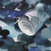 Blue Watercolor overlapped dots Blue Monochromatic Duvet Cover Jumbo Large