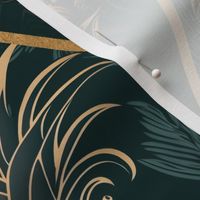 Exquisite Art Deco Design With Pineapple Ornament Teal Gold 