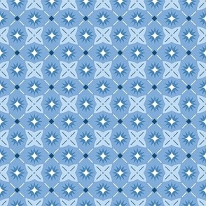 Sunburst Geo Tile in Cornflower Blue - Small Scale