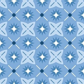 Sunburst Geo Tile in Cornflower Blue - Medium Scale