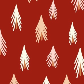 Christmas Pine Trees - Red JUMBO 24X24