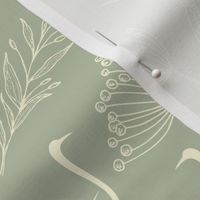 Silver sage minimalist heron birds with dandelions herons wallpaper