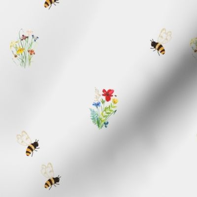 Boho bees / simple bumblebee white