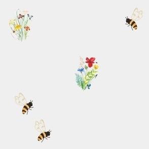 Boho bees / simple bumblebee white