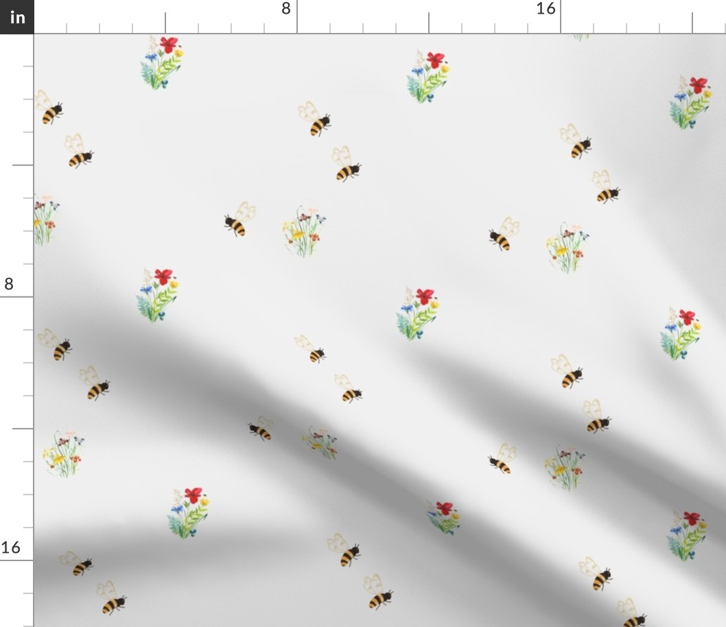 Boho bees / simple bumblebee white