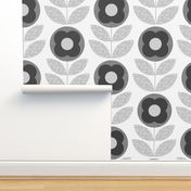 Monochrome midmod bloom black and white jumbo 24 wallpaper scale mid century modern by Pippa Shaw