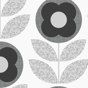 Monochrome midmod bloom black and white jumbo 24 wallpaper scale mid century modern by Pippa Shaw