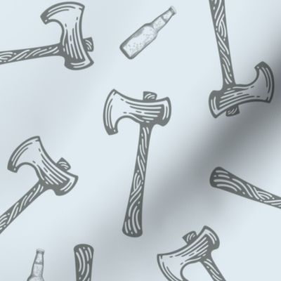 Axes and beer sketch. Keep it safe at the lumberjack party