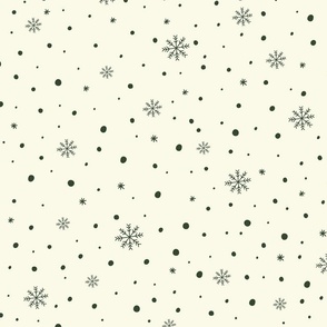 Christmas Snow - Cream-Green JUMBO 24x19