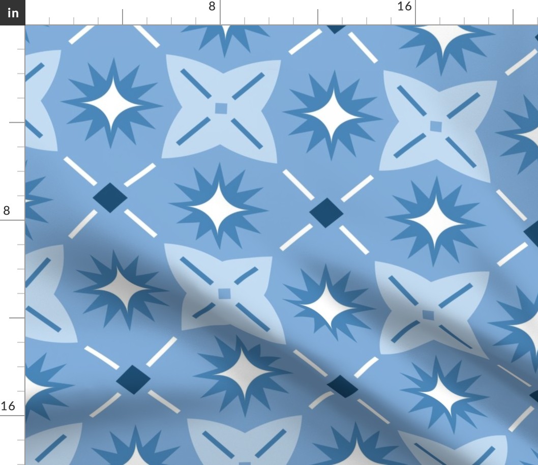 Sunburst Geo Tile in Cornflower Blue - XLarge Scale